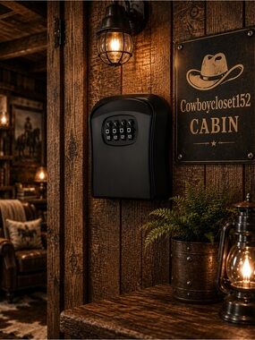 Home Security Lock Box Black 4 Dial Combination